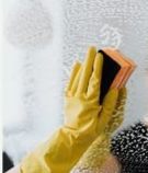Cleaning glass with a sponge